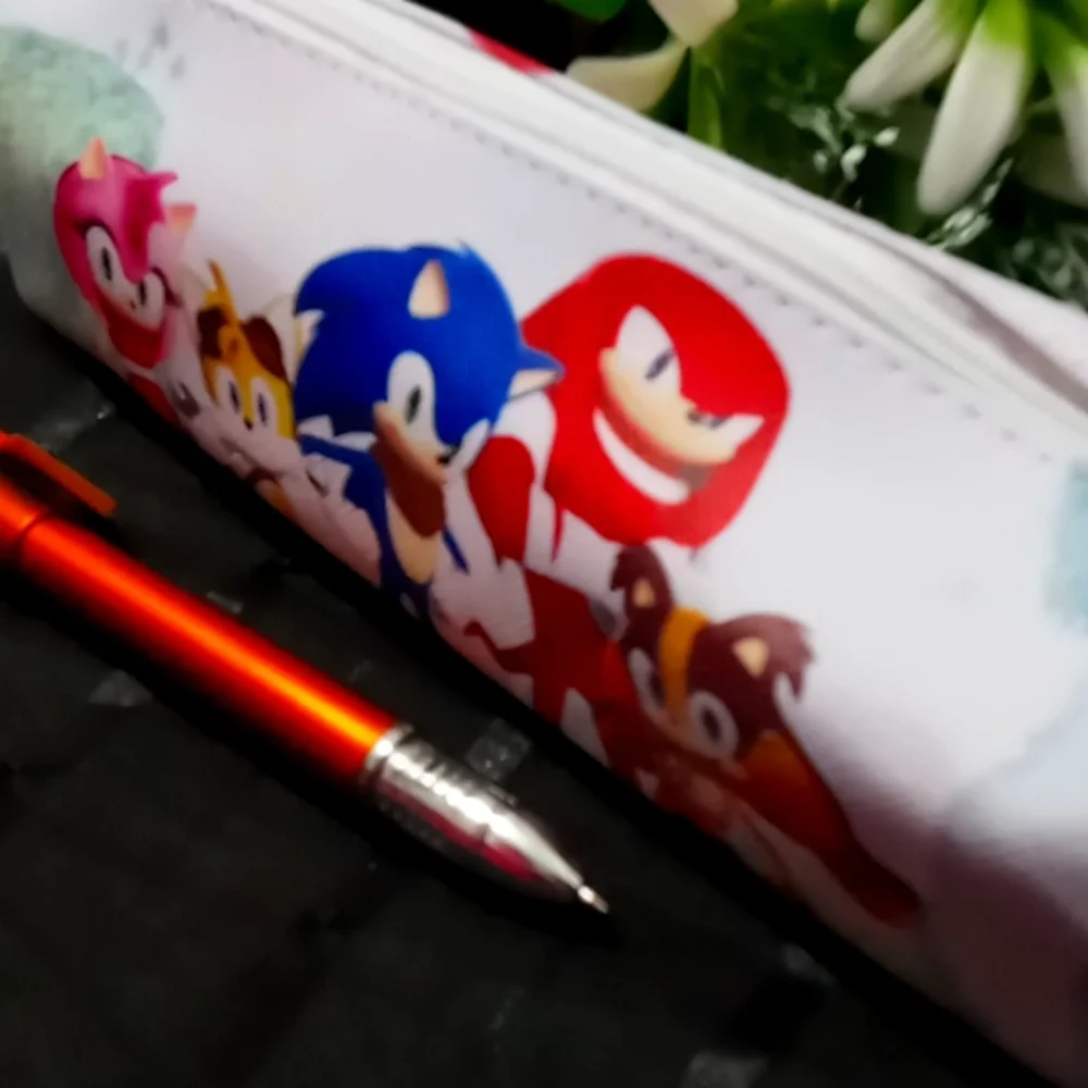 White Sonic pencil case